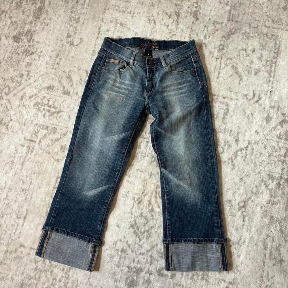 Y2K Southpole Jeans Capri Cuffed Embellished Pockets Denim Blue Size 3